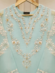 3 Piece - Pure Organza Embroidered Suit S110230