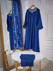 3 Piece- Pure Silk Net Embroidered Suit S110294