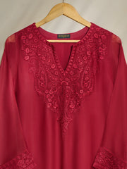 2 Piece - Pure Cotton Net Embroidered Suit S110467
