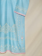 2 Piece- Pure Silk Net Embroidered Suit S110443