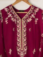 2 Piece- Pure Cotton Net Embroidered Suit S110745