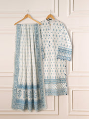 2 Piece - Embroidered Printed Cambric Suit S111133