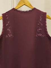 3 Piece - Pure Cotton Net Embroidered Suit S111793