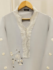2 Piece- Pure Silk Net Embroidered Suit S111799