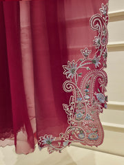 3 Piece - Pure Chiffon Embroidered Frock S111814