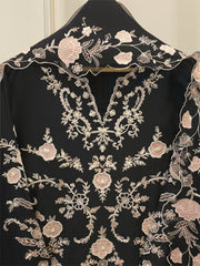 3 Piece- Pure Khadi Silk Embroidered Suit S112117