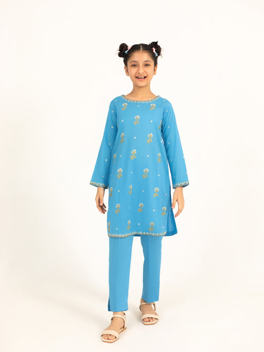 (Kids) 2 Piece - Embroidered Lawn Suit FKD-090