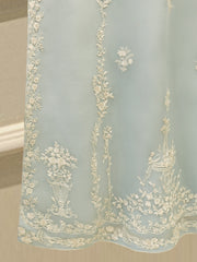 3 Piece - Pure Organza Embroidered Suit S112447