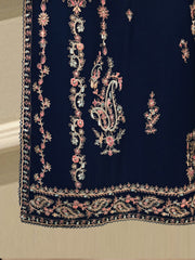3 Piece - Pure Chiffon Embroidered Suit S112857