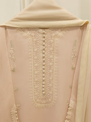 3 Piece - Pure Embroidered Cotton Net Suit S112893