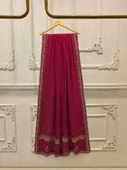 3 Piece- Pure Embroidered Sheesha Silk Suit S112897