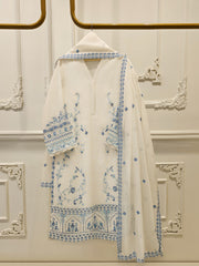 3 Piece - Pure Embroidered Cotton Net Suit S112942