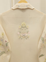 Pure Embroidered Cotton Net Shirt S112911
