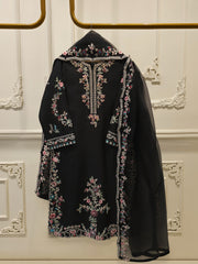 3 Piece- Pure Khaddi Silk Embroidered Suit S112991