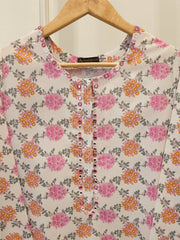 Digital Printed Embroidered Cambric Shirt S113070