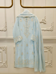 3 Piece - Pure Embroidered Cotton Net Suit S113172