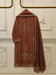 3 Piece - Pure Embroidered Cotton Net Suit S113221