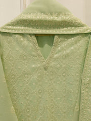 (Unstitched) 3 Piece - Pure Embroidered Cotton Net Suit S113610