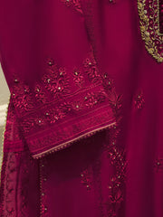 3 Piece- Pure Sheesha Silk Embroidered Suit S113884