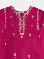(Kids) 2 Piece - Embroidered Cotton Net Suit KD098