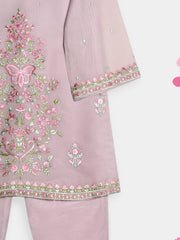 (Kids) 2 Piece - Embroidered Cotton Net Suit KD096