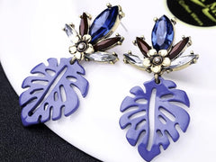 Diamante By Soeurs Blue And Brown Leave Zirconia