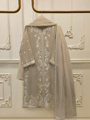 3 Piece - Pure Embroidered Cotton Net Suit S114170