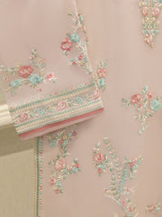 3 Piece - Pure Organza Embroidered Suit S114193