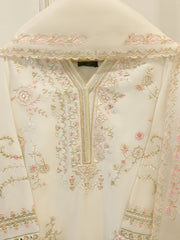 3 Piece- Pure Sheesha Silk Embroidered Suit S114251