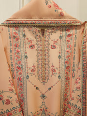 3 Piece- Pure Printed Raw Silk Embroidered Suit S114516