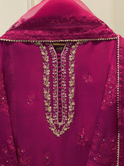 3 Piece- Pure Sheesha Silk Embroidered Suit S114713