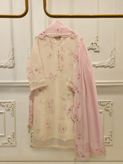 (Unstitched) 3 Piece - Pure Embroidered Cotton Net Suit S114932