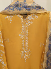 3 Piece- Pure Sheesha Silk Embroidered Suit S115384