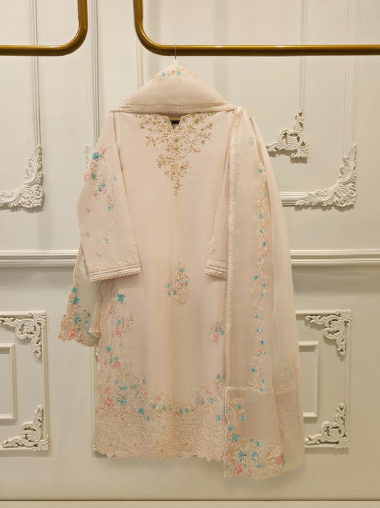 3 Piece - Pure Khaddi Silk Embroidered Suit S115379