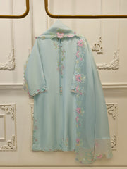 3 Piece- Pure Sheesha Silk Embroidered Suit S115618