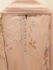 3 Piece - Pure Khaddi Silk Embroidered Suit S115694