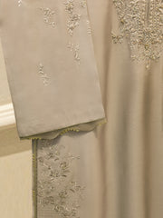 3 Piece- Pure Sheesha Silk Embroidered Suit S115702