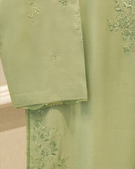 3 Piece- Pure Sheesha Silk Embroidered Suit S115722