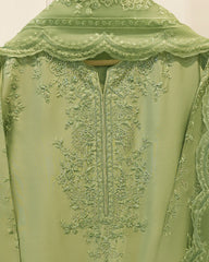 3 Piece- Pure Sheesha Silk Embroidered Suit S115722