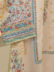 3 Piece- 100% Pure Raw Silk Embroidered Suit S111866