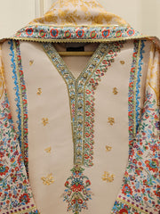 3 Piece- 100% Pure Raw Silk Embroidered Suit S111866