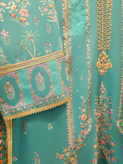 3 Piece- 100% Pure Raw Silk Embroidered Suit S111865