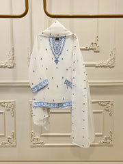 3 Piece - Pure Embroidered Cotton Net Suit S112000