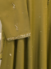 3 Piece - Pure Silk Net Embroidered Suit S112036