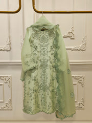 3 Piece- Pure Embroidered Sheesha Silk Suit S112061