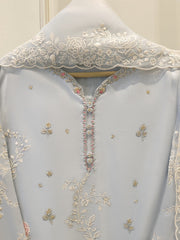 3 Piece- Pure Khadi Silk Embroidered Suit S112082