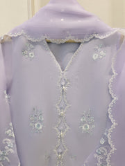 3 Piece - Pure Embroidered Organza Suit S112055