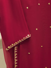 3 Piece - Pure Embroidered Cotton Net Suit S112083