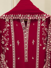 3 Piece - Pure Chiffon Embroidered Suit S112094