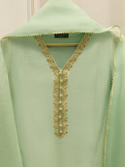 3 Piece - Pure Embroidered Cotton Net Suit S112189